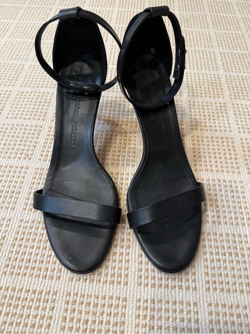 Common Projects Black Minimalist Ankle-Strap Heels